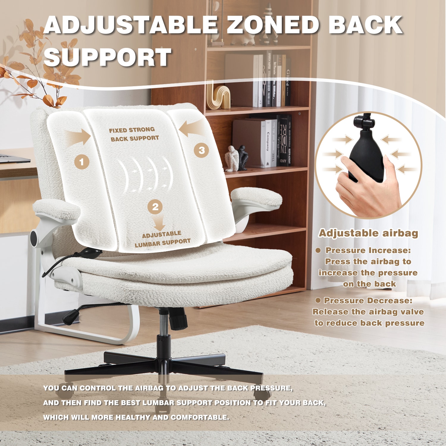 Ergonomic Office Chair With Airbag Lumbar Support And Flip Armrests_voghion.com